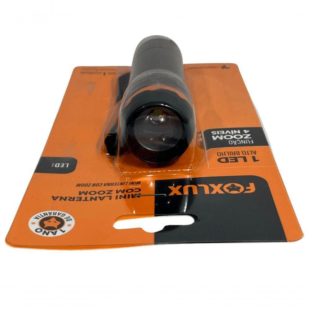 Lanterna 1 Led Foxlux Preta Mini Comzoon 4 Niveis Luz Branca - 7