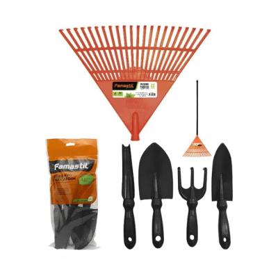Kit 01 Vassoura Rastelo + Conjunto Jardinagem Famastil = Trapp