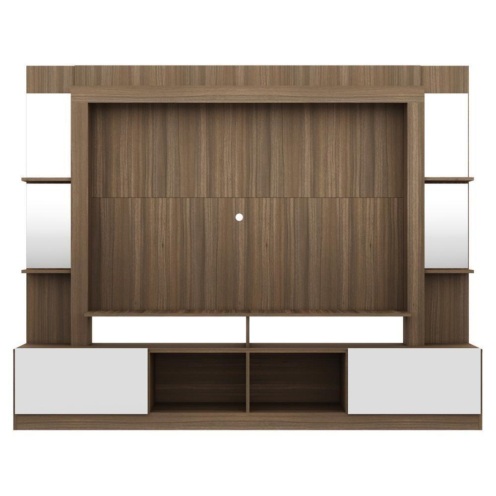 Rack com Painel Tv 65 Prateleiras com Espelho Oslo Madeirado - 1