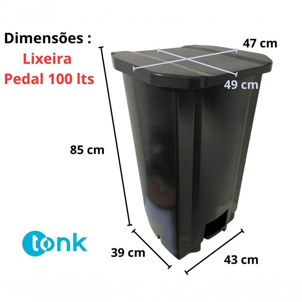Coletor Lixeira De Pedal 100 Lt Tonk Preto - 6