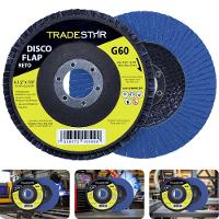 Disco Flap 115 Mm G60 Fibra Reto Azul Aço E Inox Tradestar - 2