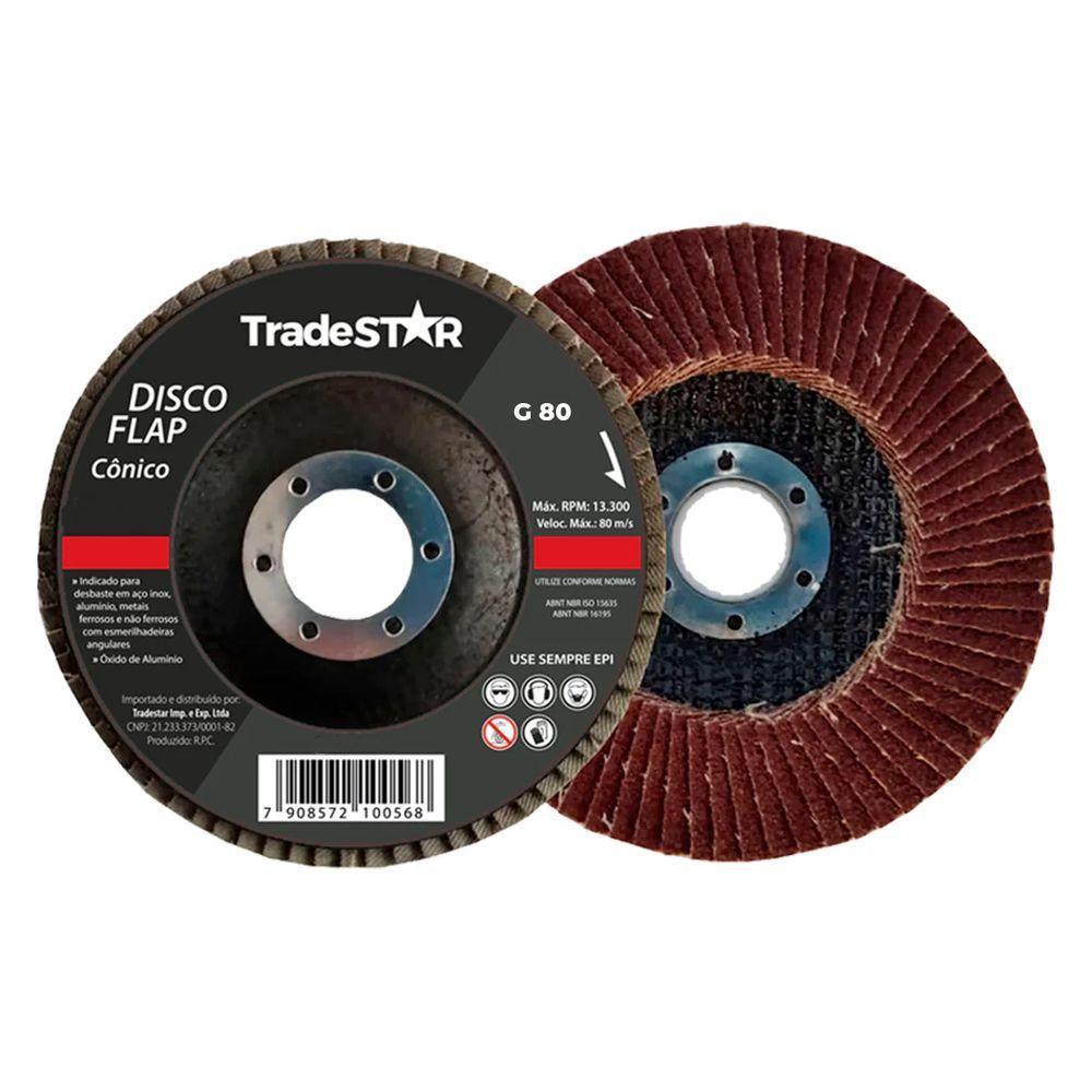 Disco Flap 115 Mm G80 Fibra Cônico Aço Tradestar - 1