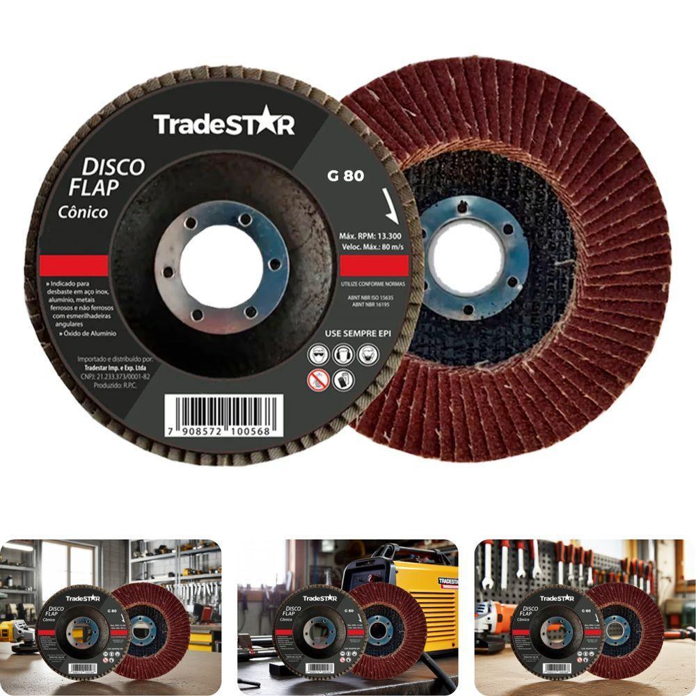 Disco Flap 115 Mm G80 Fibra Cônico Aço Tradestar - 2