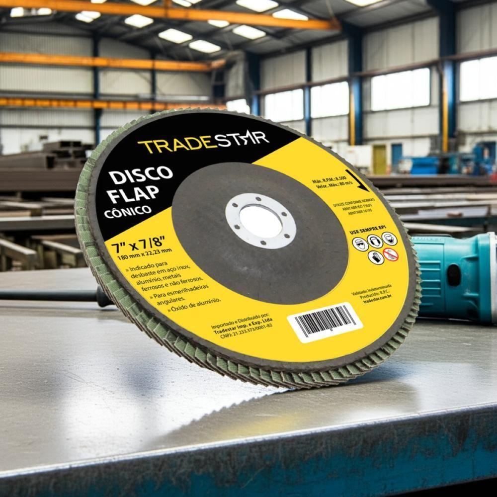 Disco Flap 180 Mm G40 Fibra Cônico Aço Tradestar - 8