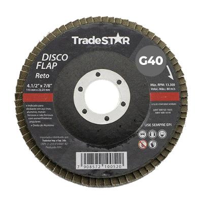 Disco Flap 115 Mm G40 Fibra Reto Aço Tradestar