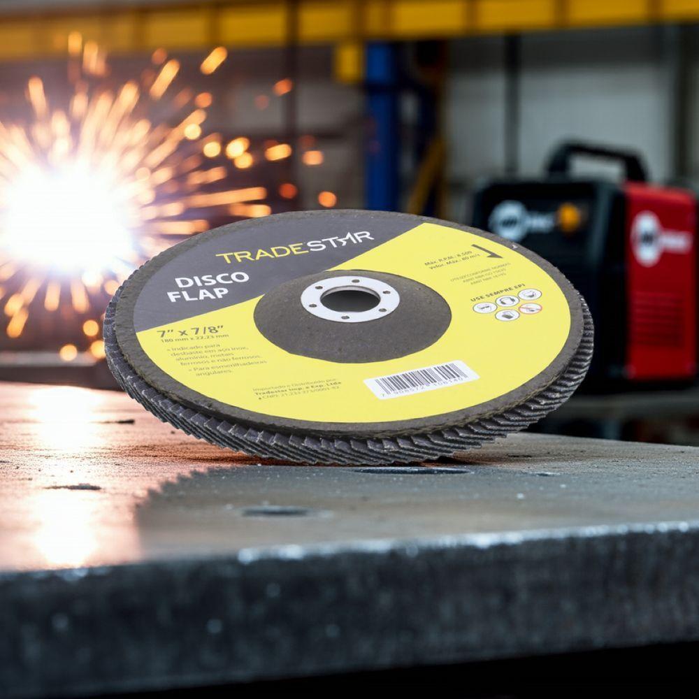 Disco Flap 180 Mm G50 Fibra Cônico Azul Aço E Inox Tradestar - 7