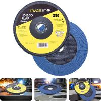 Disco Flap 180 Mm G50 Fibra Cônico Azul Aço E Inox Tradestar - 2