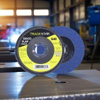 Disco Flap 115 Mm G40 Fibra Cônico Azul Aço E Inox Tradestar - 6