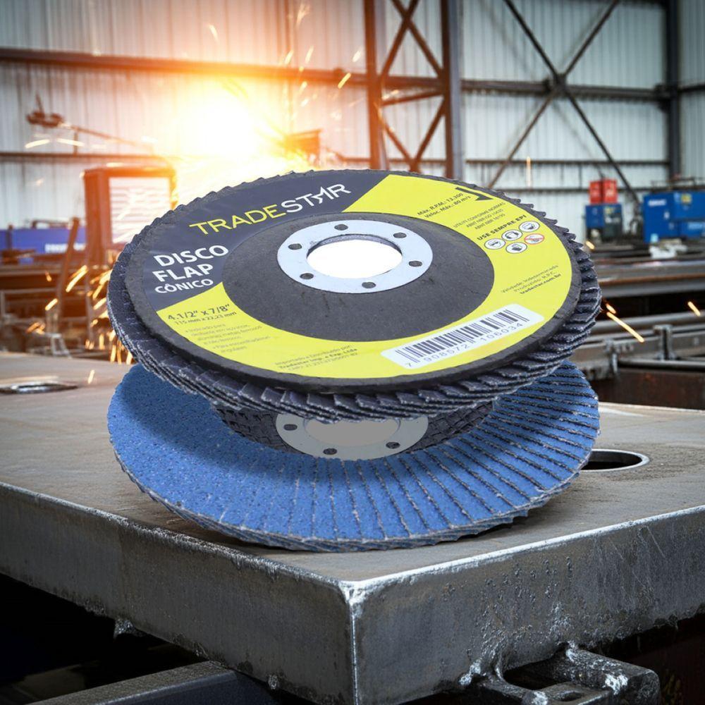 Disco Flap 115 Mm G50 Fibra Conico Azul Aço E Inox Tradestar - 6