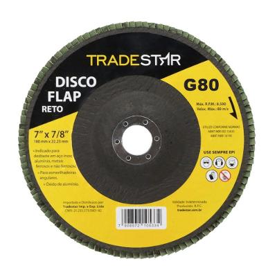Disco Flap 180 Mm G80 Fibra Reto Aço Tradestar