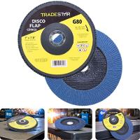 Disco Flap 180 Mm G80 Fibra Cônico Azul Aço E Inox Tradestar - 2