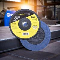 Disco Flap 180 Mm G80 Fibra Cônico Azul Aço E Inox Tradestar - 5