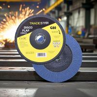 Disco Flap 180 Mm G80 Fibra Cônico Azul Aço E Inox Tradestar - 7