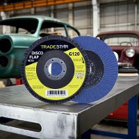Disco Flap 115 Mm G120 Fibra Reto Azul Aço E Inox Tradestar - 5