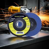 Disco Flap 115 Mm G120 Fibra Reto Azul Aço E Inox Tradestar - 6