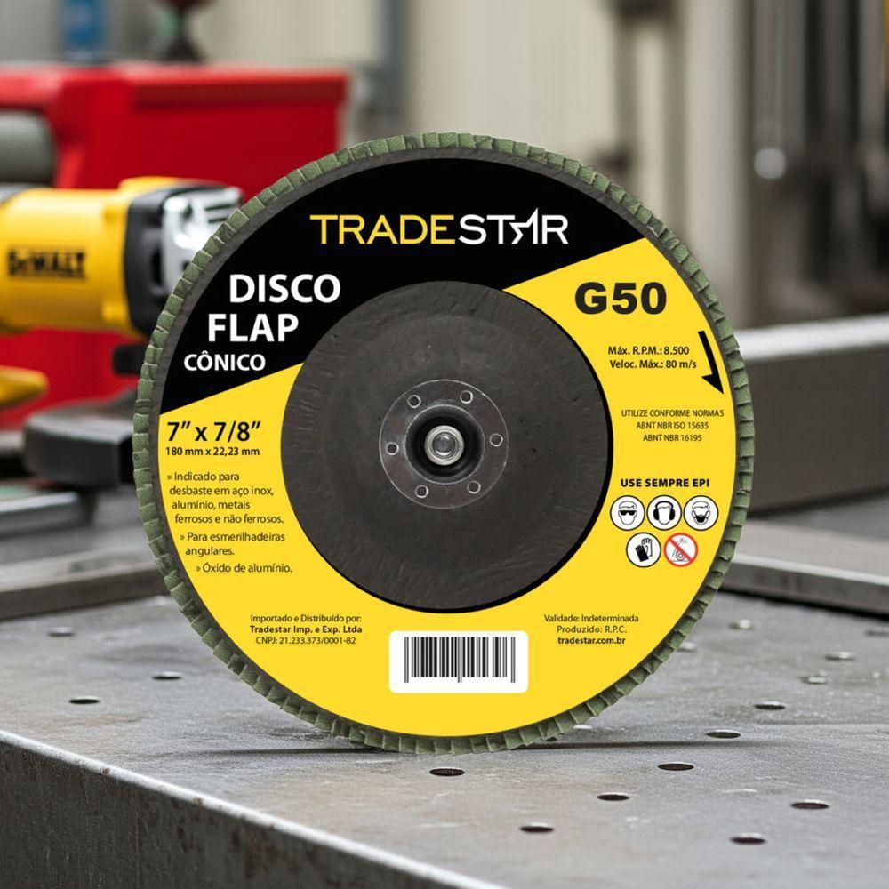 Disco Flap 180 Mm G50 Fibra Conico Aço Tradestar - 5
