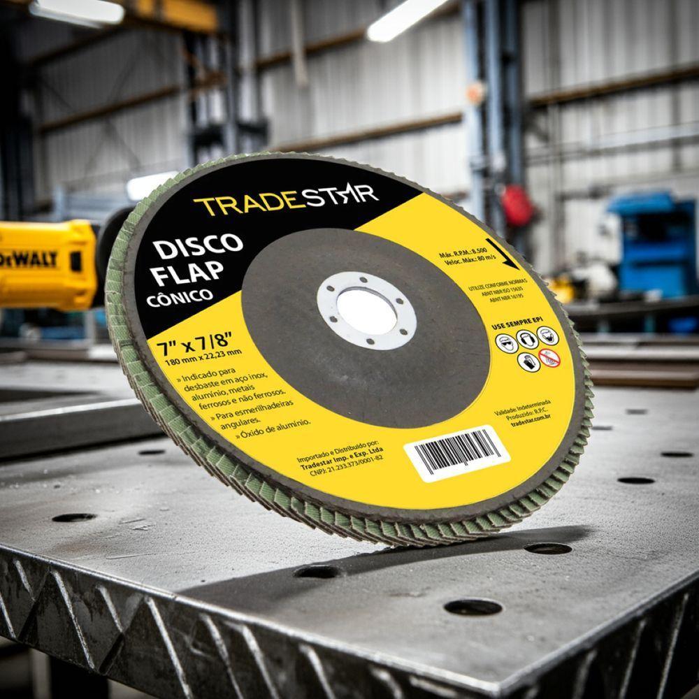 Disco Flap 180 Mm G50 Fibra Conico Aço Tradestar - 6