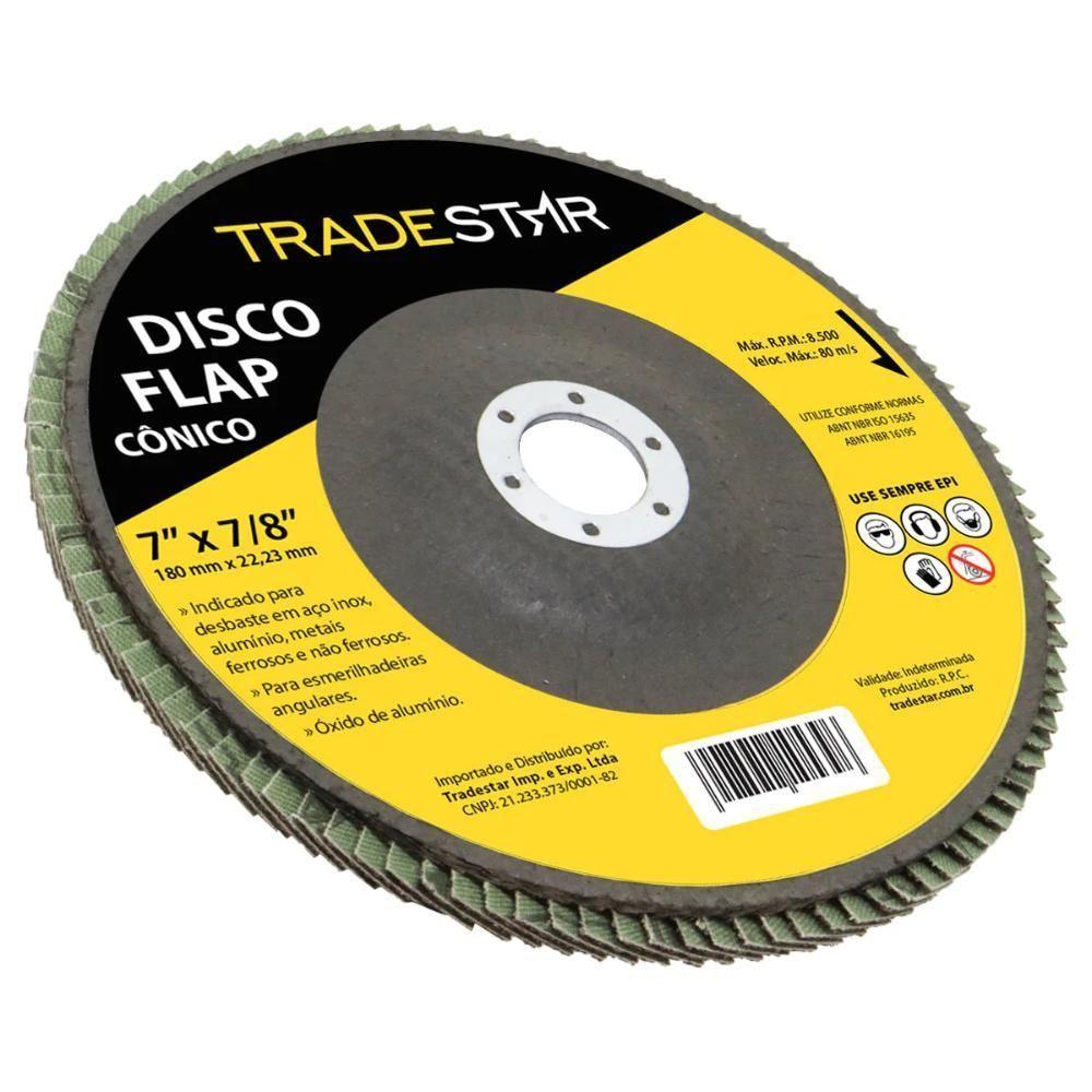Disco Flap 180 Mm G80 Fibra Cônico Aço Tradestar - 8