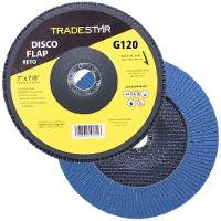 Disco Flap 180 Mm G120 Fibra Reto Azul Aço E Inox Tradestar - 1