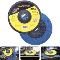 Disco Flap 180 Mm G120 Fibra Reto Azul Aço E Inox Tradestar - 2