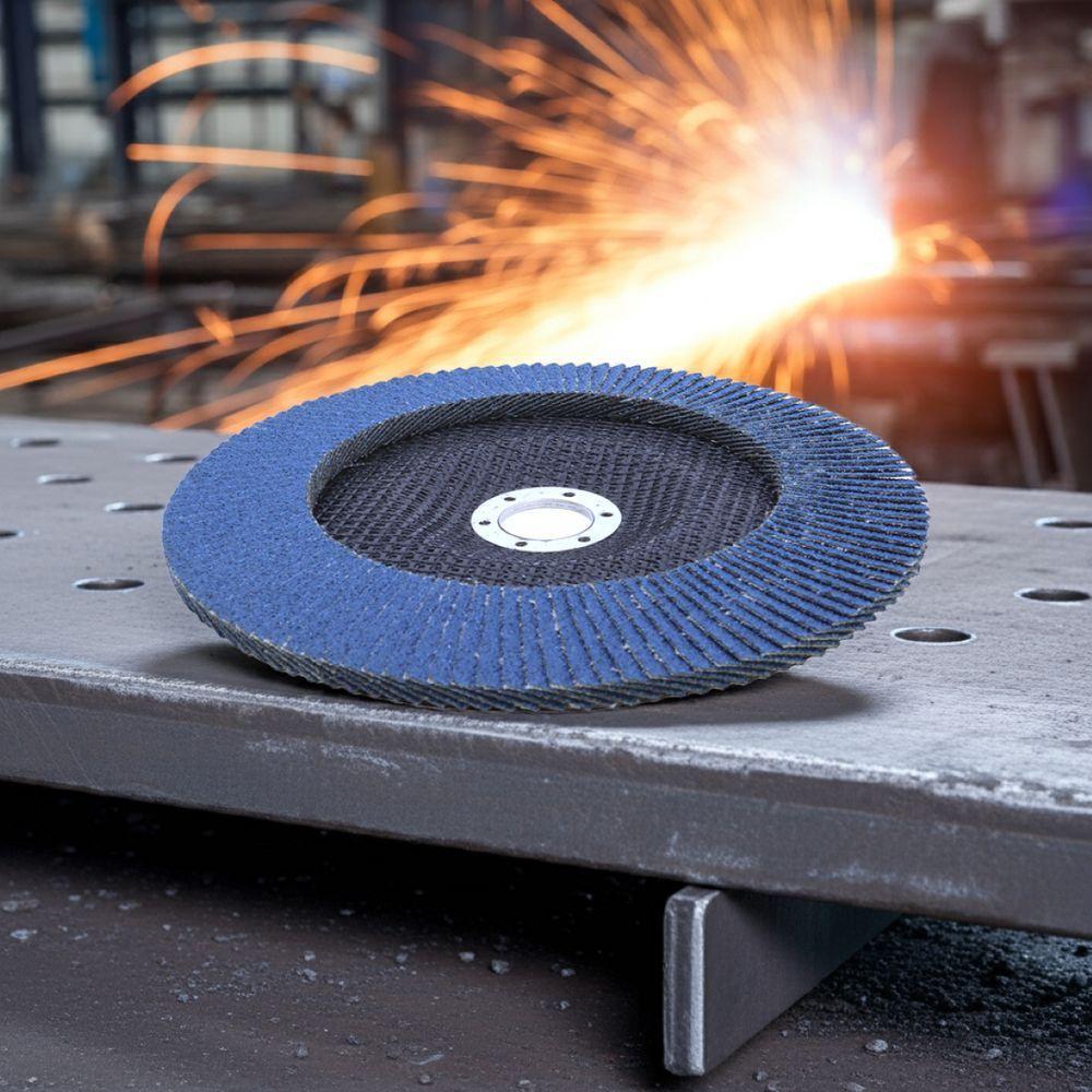 Disco Flap 180 Mm G120 Fibra Cônico Azul Aço E Inox Tradestar - 4