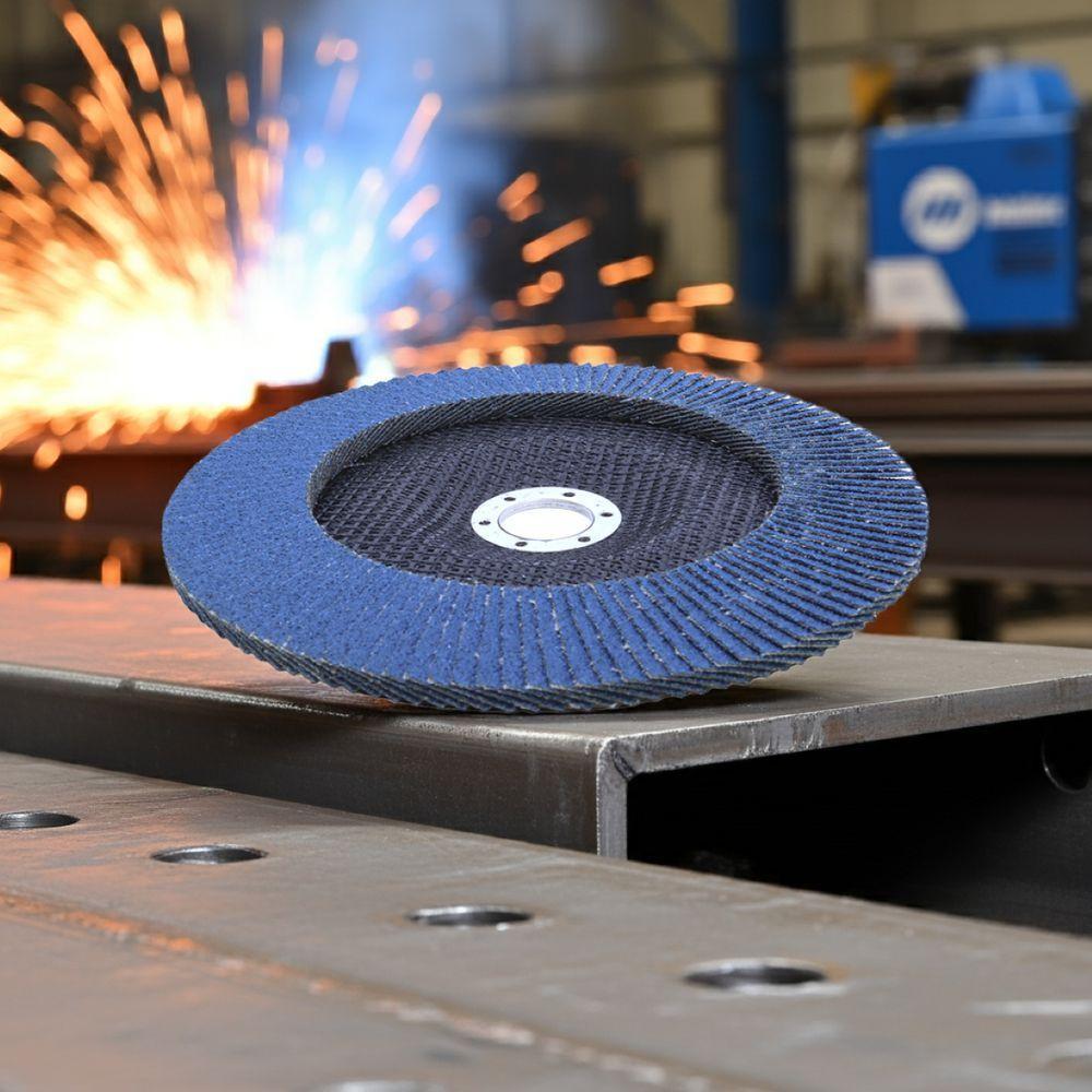 Disco Flap 180 Mm G120 Fibra Cônico Azul Aço E Inox Tradestar - 7