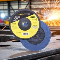 Disco Flap 180 Mm G120 Fibra Cônico Azul Aço E Inox Tradestar - 8