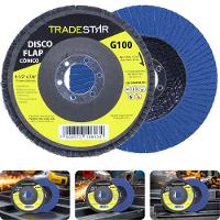 Disco Flap 115 Mm G100 Fibra Conico Azul Aço E Inox Tradestar - 2
