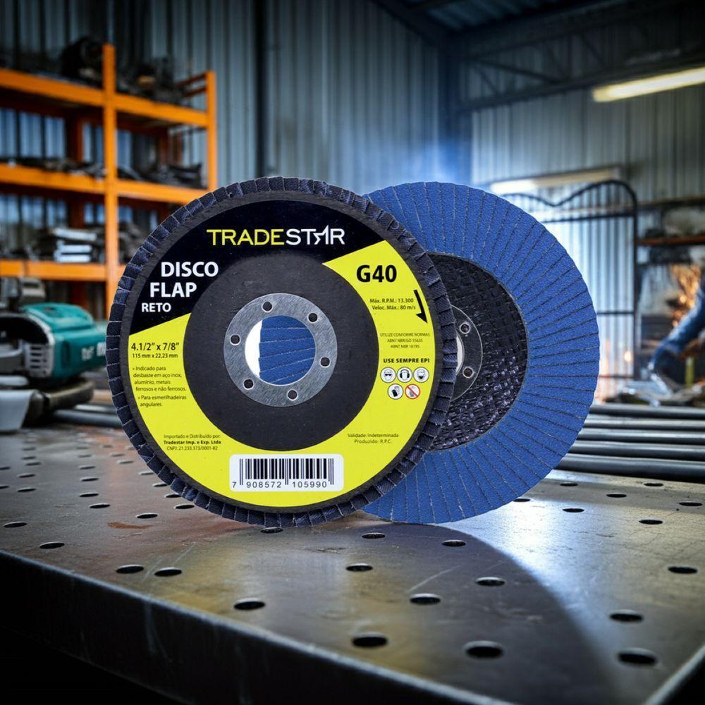 Flap Disc 115 Mm G40 Fibra Reto Azul Aço E Inox Tradestar - 3
