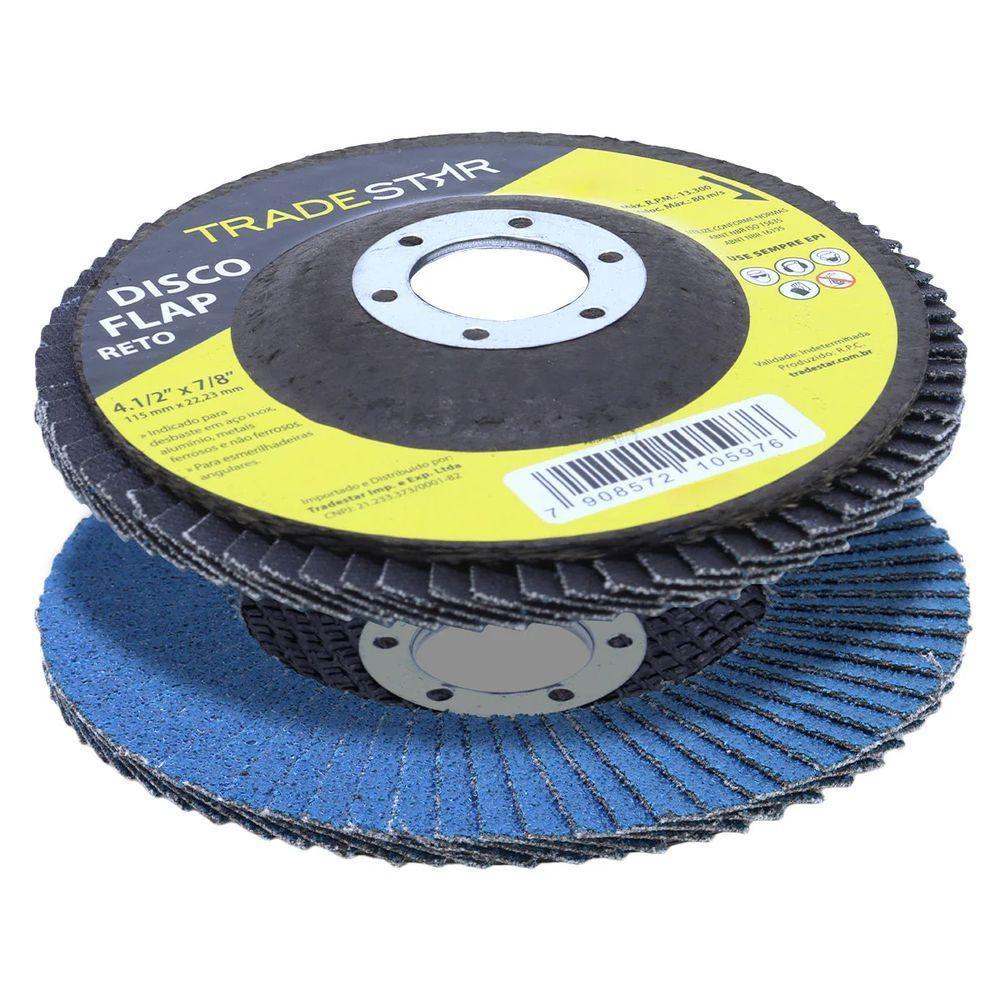 Flap Disc 115 Mm G40 Fibra Reto Azul Aço E Inox Tradestar - 10