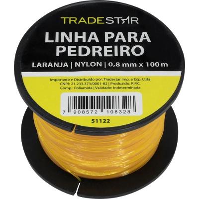 Linha Pedreiro Nylon 0,8mm 100 Metros Laranja Tradestar