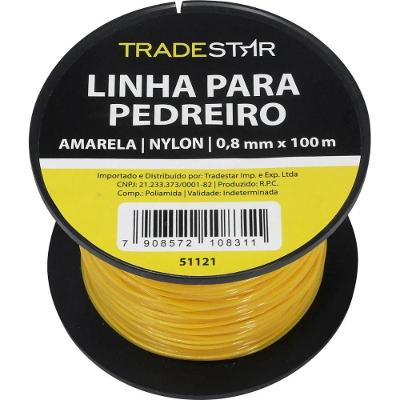 Linhapedreiro Nylon 0,8mm 100 Metros Amarela Tradestar