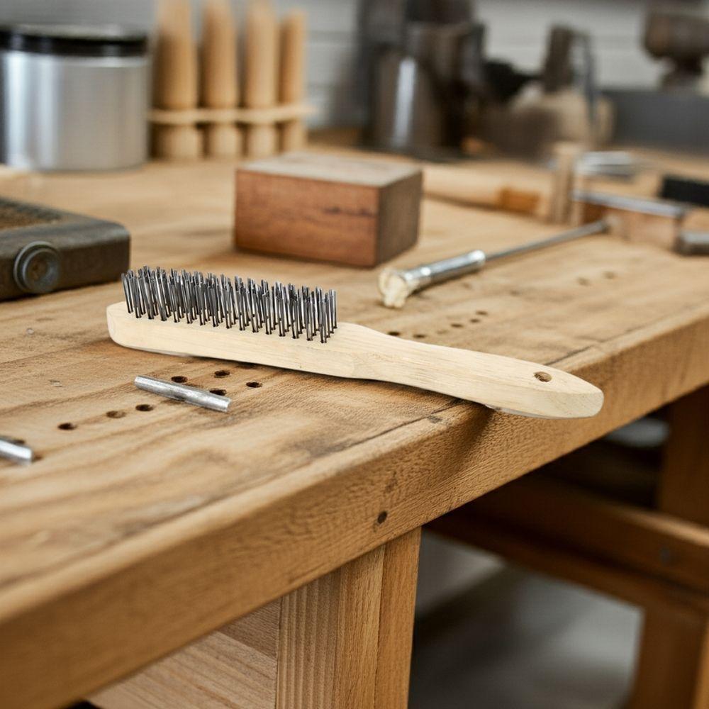 Escova Manual Aço 4 X 15 Cm Cabo Madeira Tradestar - 5