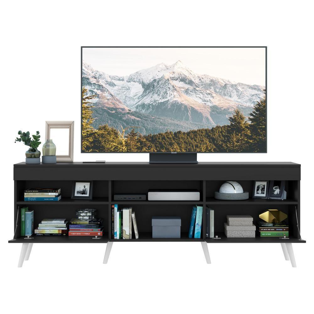 Rack Retrô Com Espelho Para Tv Até 65´´ Com 2 Portas - 4