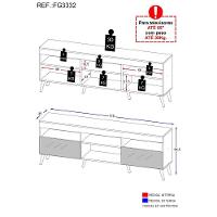 Rack Retrô Com Espelho Para Tv Até 65´´ Com 2 Portas - 7