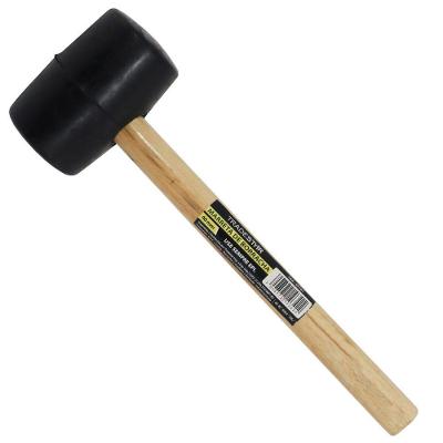 Martelo De Borracha 40 Mm Preto Cabo Madeira Tradestar
