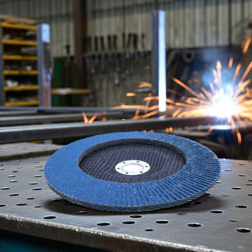 Disco Flap 180 Mm G60 Fibra Cônico Azul Aço E Inox Tradestar - 7