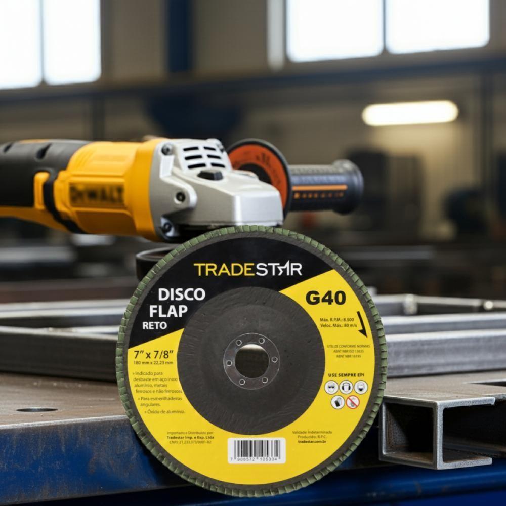 Disco Flap 180 Mm G40 Fibra Reto Aço Tradestar - 5