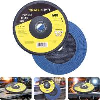 Disco Flap 180 Mm G80 Fibra Reto Azul Aço E Inox Tradestar - 2