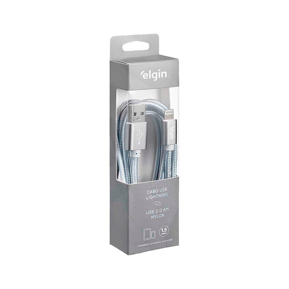 Cabo Usb 2.0 Lightning Nylon Cinza 1,5m 480mbps Compatível Com Aparelhos Apple - 2