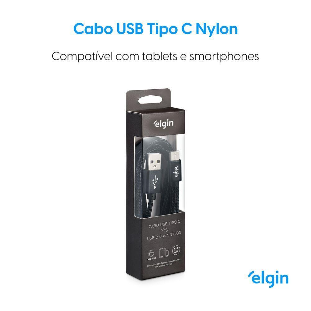 Cabo Usb-C Nylon Preto 1,5m 480mbps - 2
