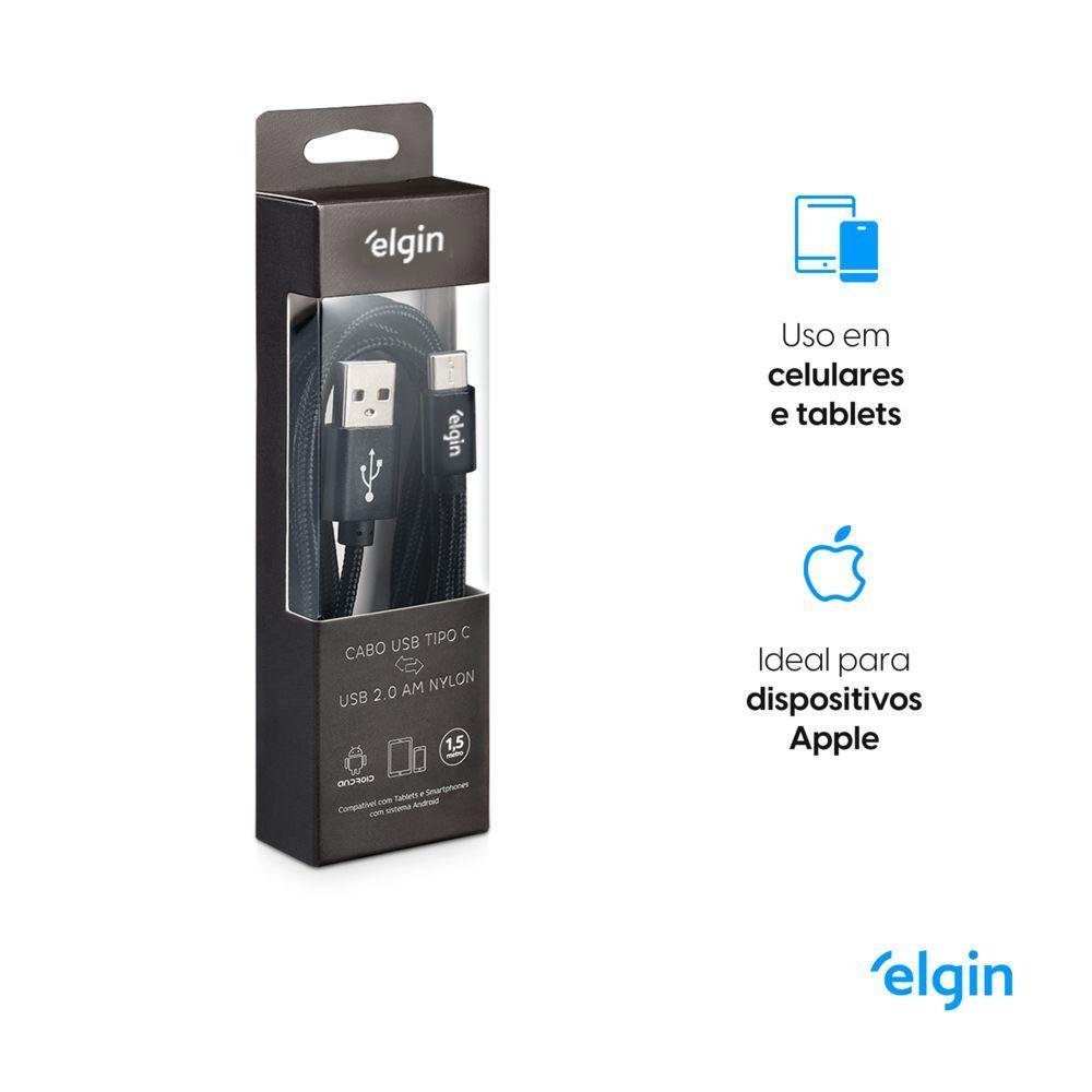 Cabo Usb-C Nylon Preto 1,5m 480mbps - 4