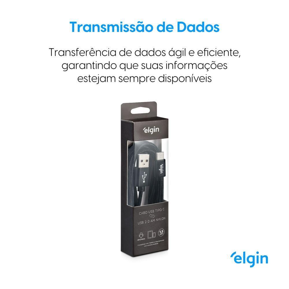 Cabo Usb-C Nylon Preto 1,5m 480mbps - 5