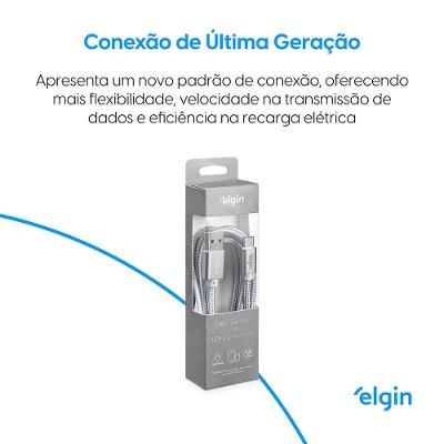 Cabo Usb-C Nylon Cinza 1,5m 480mbps Compatível Com Dispositivos Android