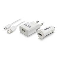 Kit Carregadores Usb De Tomada + Usb Veicular + Cabo Micro Usb 1m - 1
