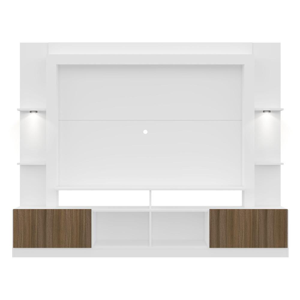Rack Estante com Suporte Tv 65´´ Leds Branco/Madeirado - 2