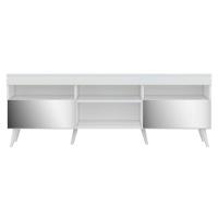 Rack Retrô Com Espelho Para Tv Até 65´´ Com 2 Portas Branco - 1