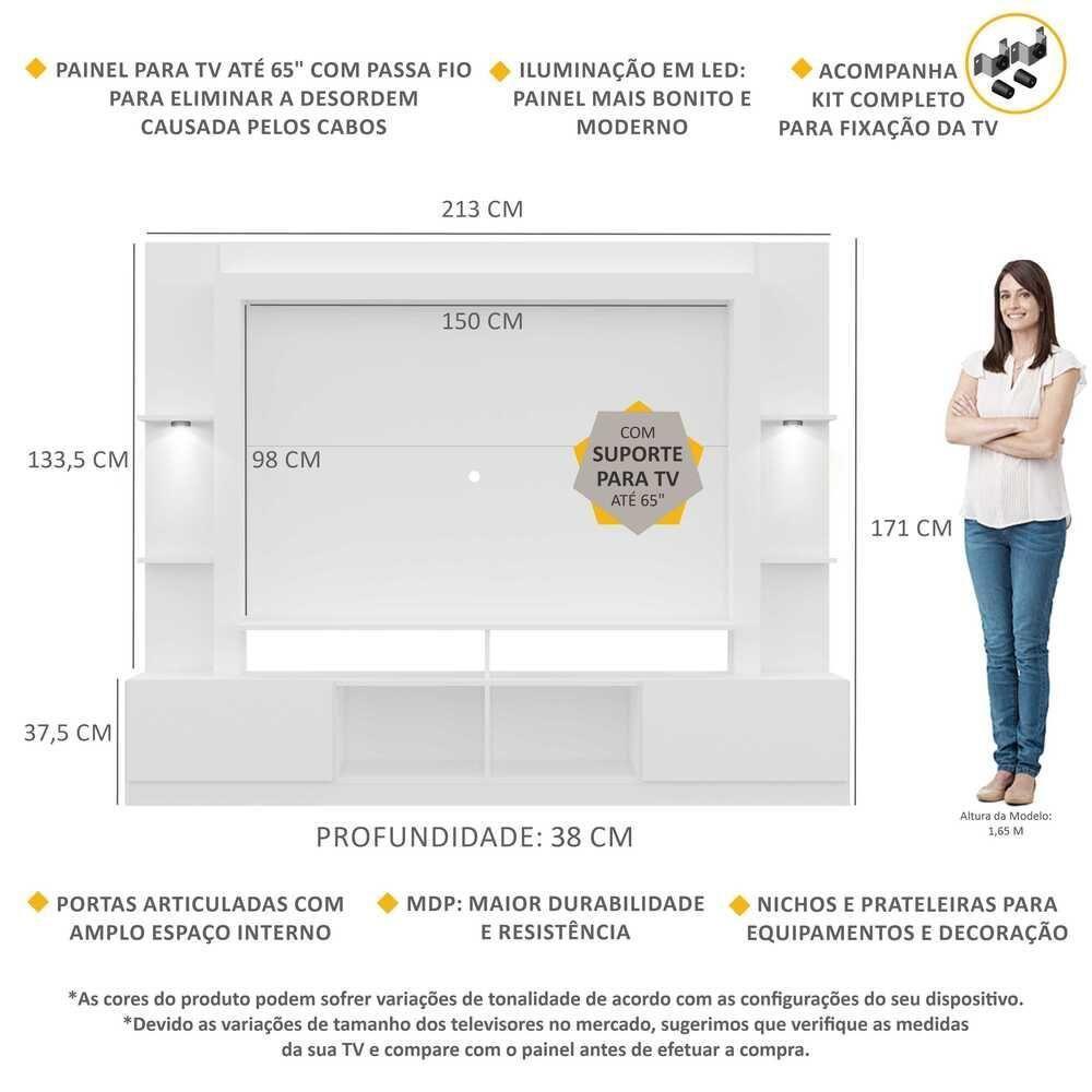 Rack Estante com Suporte Tv 65´´ Leds Branco - 4