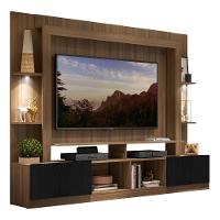 Rack Estante com Suporte Tv 65´´ Leds Madeirado/Preto