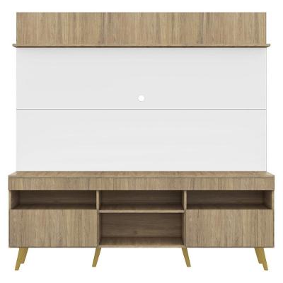 Rack Retrô Com Painel E Suporte Para Tv Até 65´´ Madri Fg3374 Rustic/branco